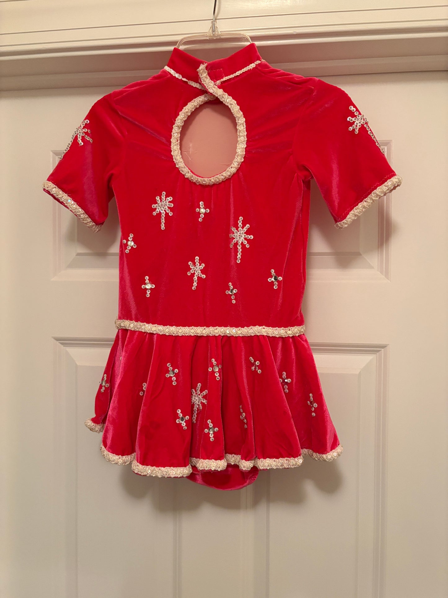 Kids Pink Velvet Snowflake Dress - Size 8 - Rent Only