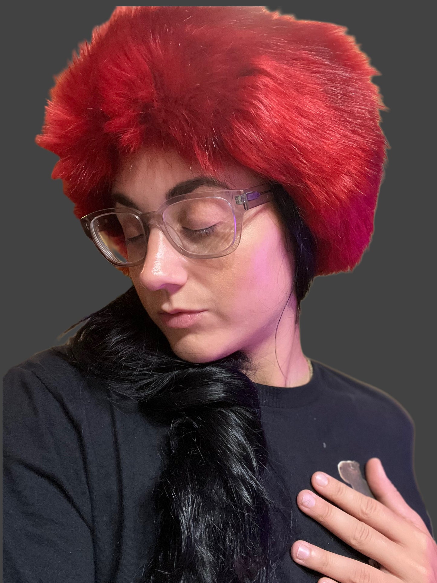 Faux Fur Red Headband - Rent Only