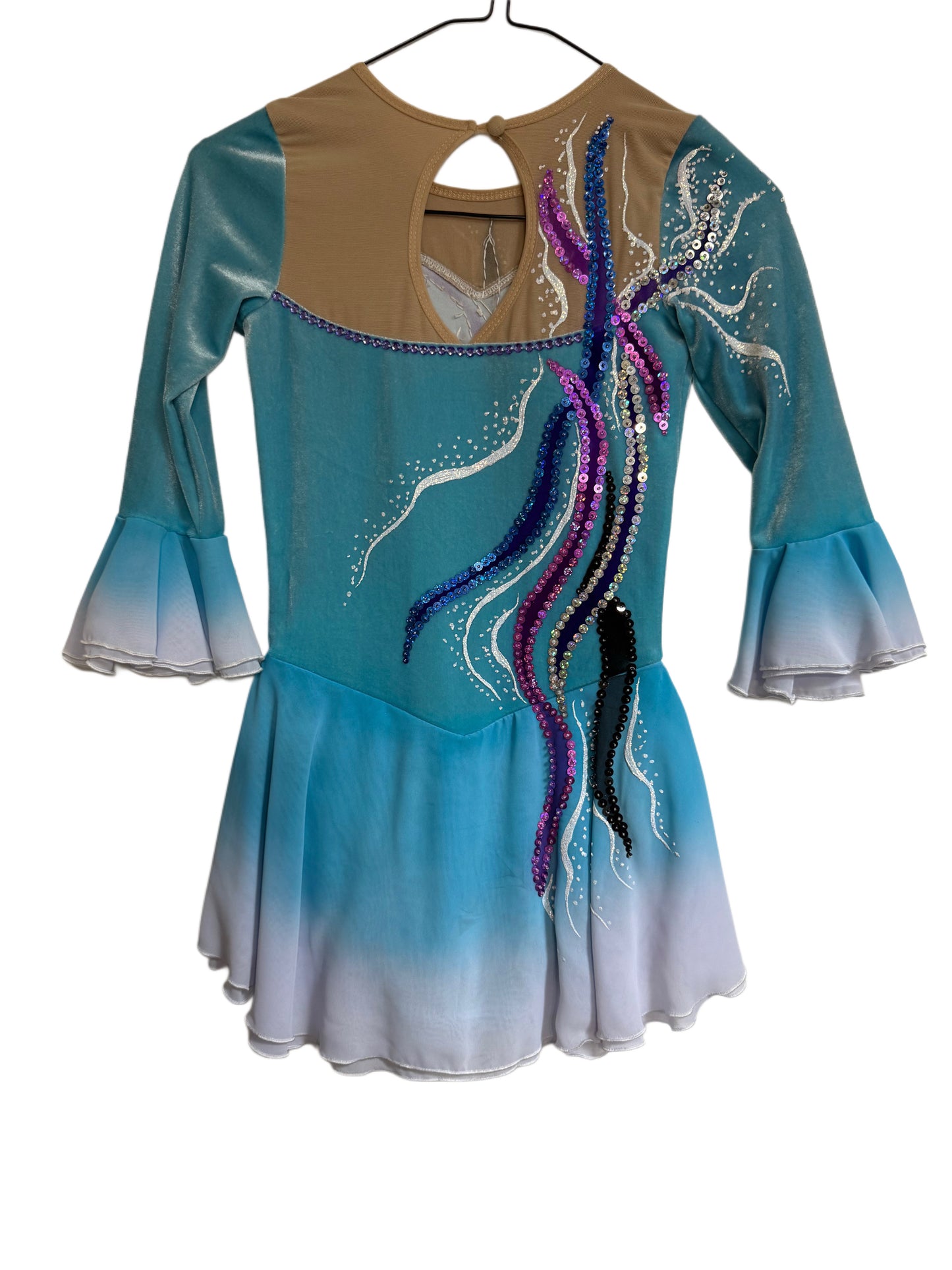 Blue sequenced kids dress - 8-10 RENT ONLY