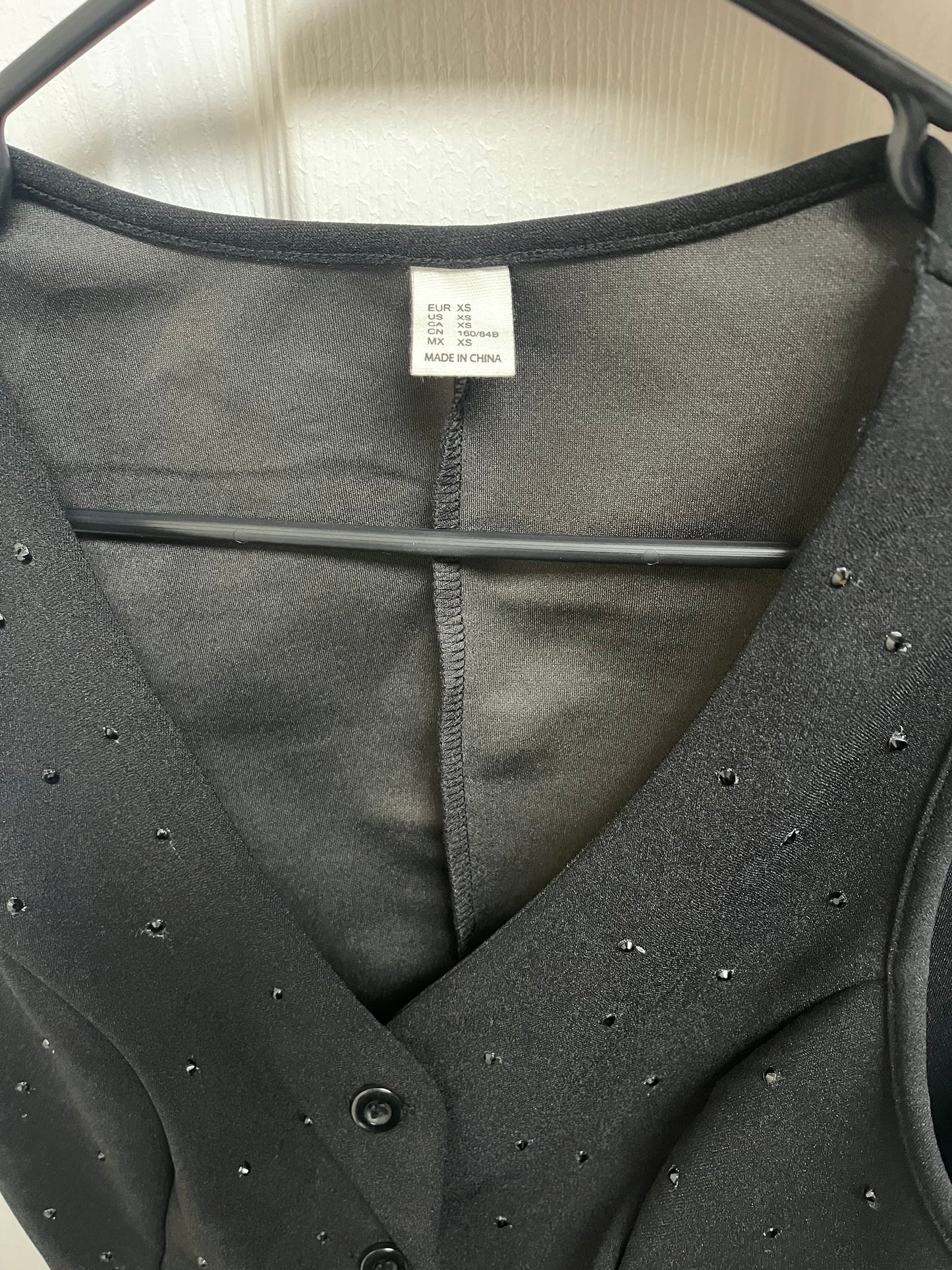 Black Rhinestoned Vest - XS - Rent Only