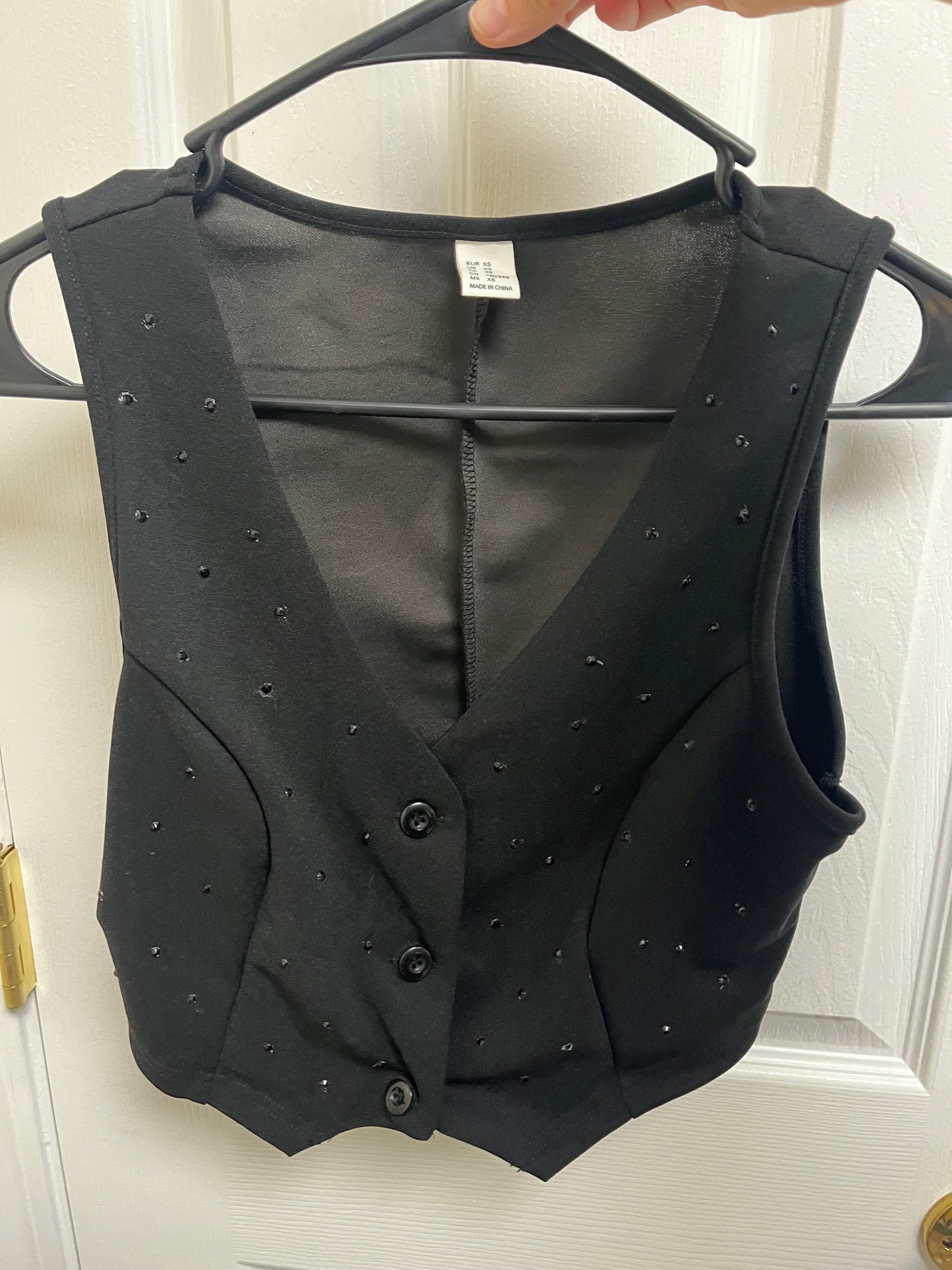Black Rhinestoned Vest - XS - Rent Only