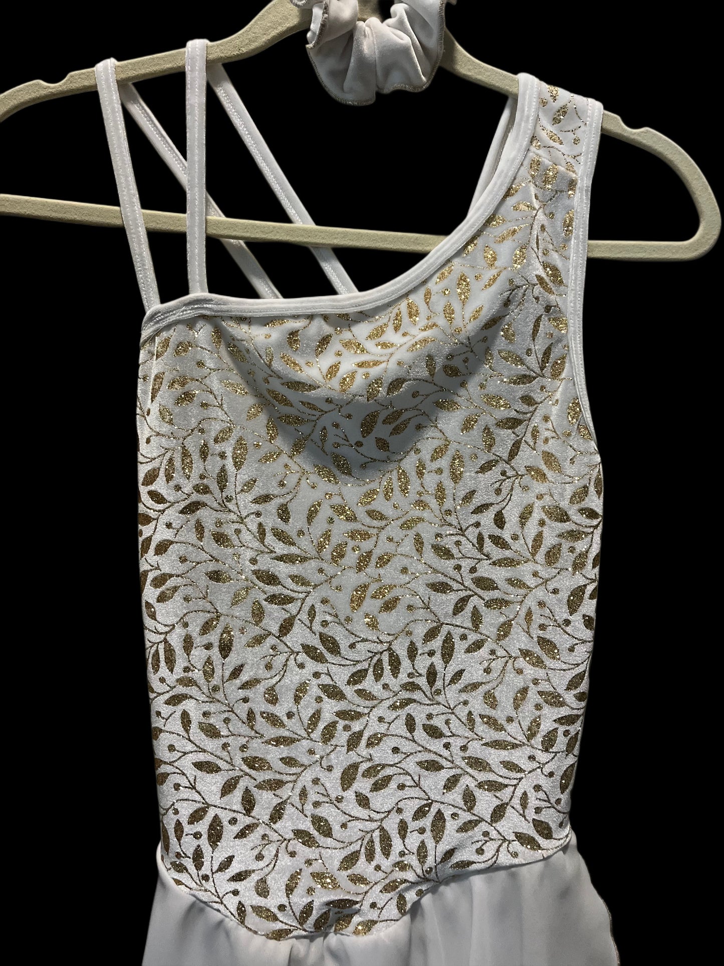White & Gold Velvet Dress - AL RENT ONLY