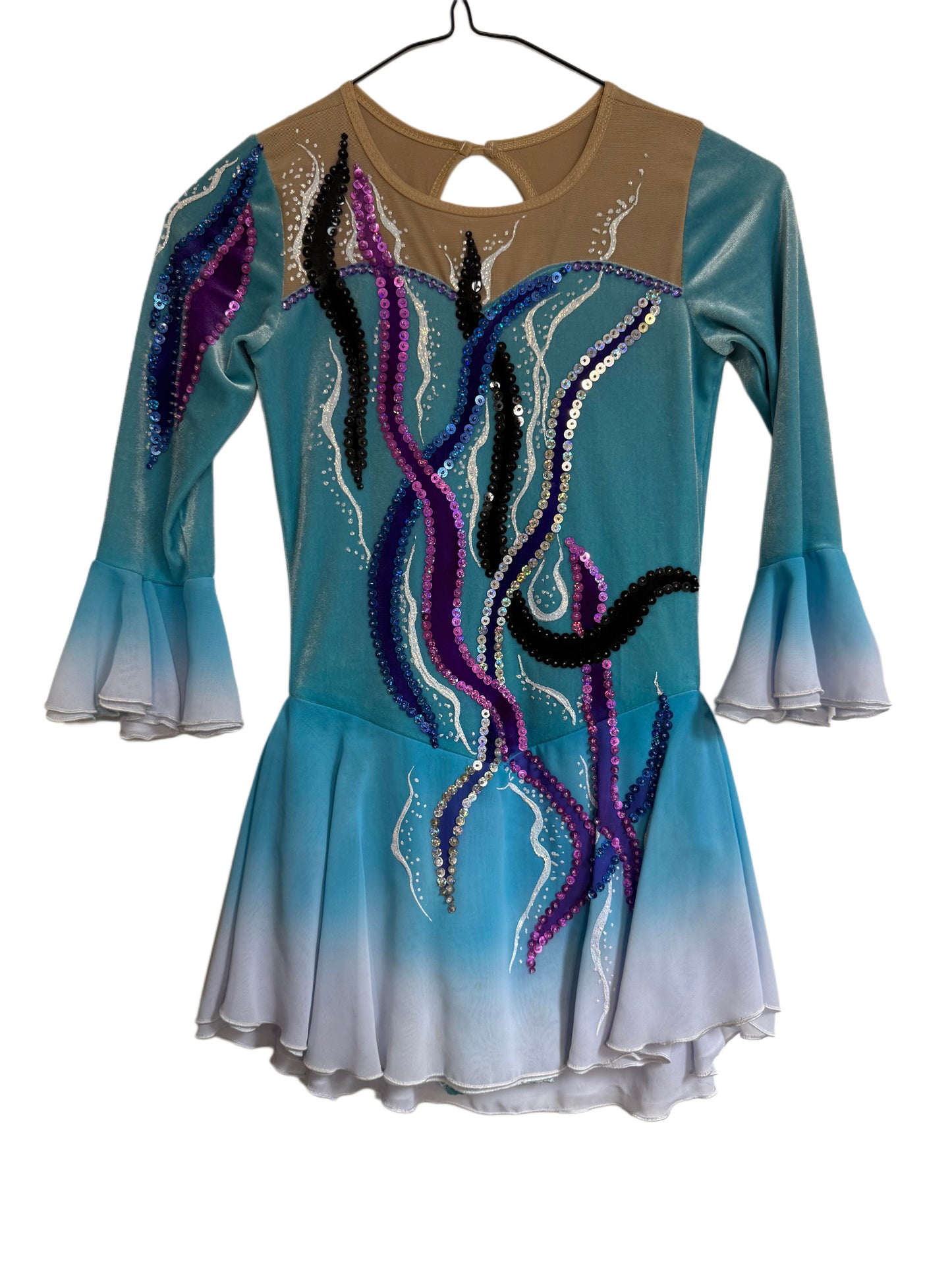Blue sequenced kids dress - 8-10 RENT ONLY