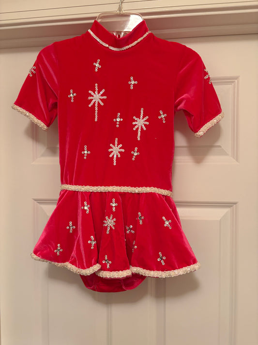 Kids Pink Velvet Snowflake Dress - Size 8 - Rent Only