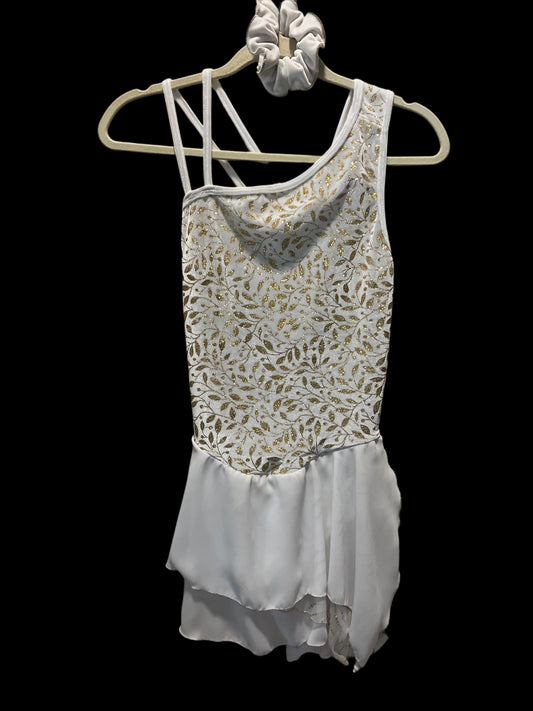 White & Gold Velvet Dress - AL RENT ONLY