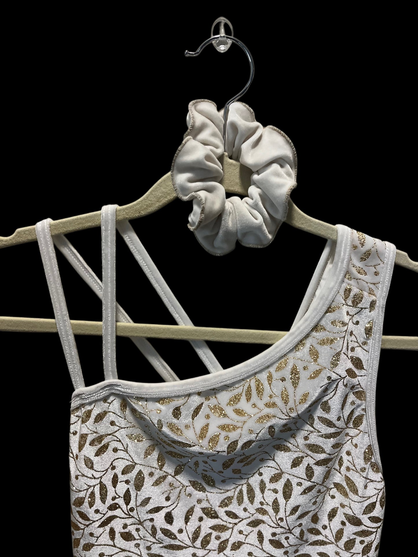 White & Gold Velvet Dress - AL RENT ONLY