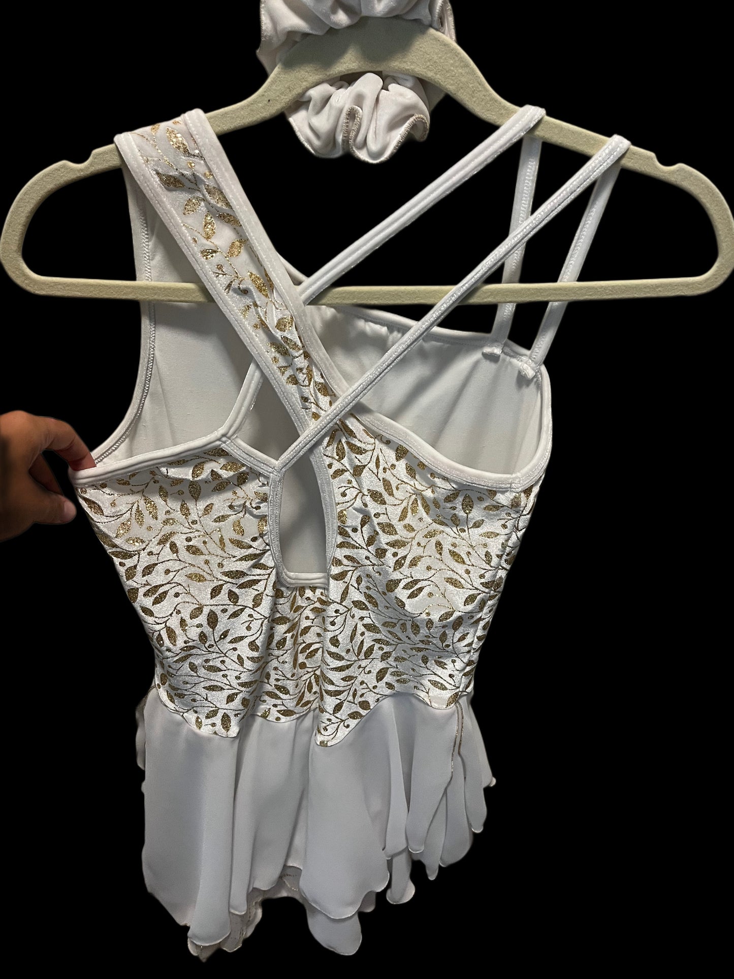 White & Gold Velvet Dress - AL RENT ONLY